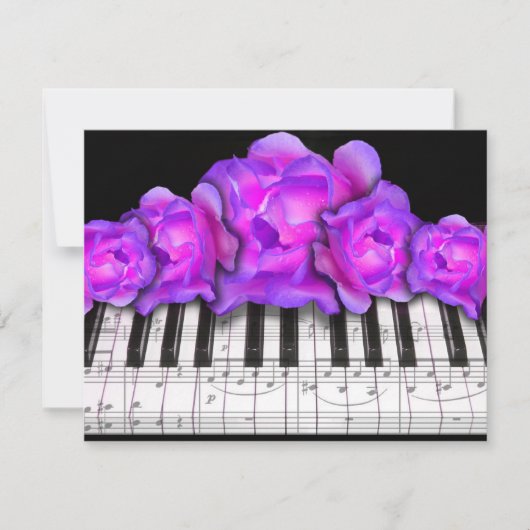 Invitation Roses du clavier de pianoInvitation et notes music (Devant)