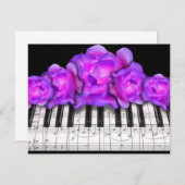 Invitation Roses du clavier de pianoInvitation et notes music (Devant / Derrière)