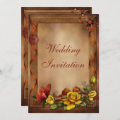 Invitation Roses élégants et mariage de papillon (Devant / Derrière)