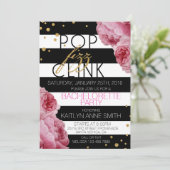 Invitation Roses en bande et points de Parties scintillant Ba (Debout devant)