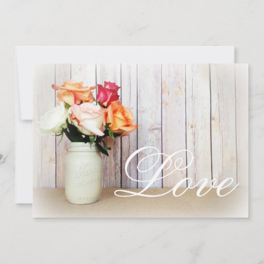 Invitation Roses en Mason Jar Rustic Mariages campagnards Inv (Dos)