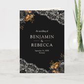 Invitation Roses en or noir dentelle crème code QR gothique m (Devant)