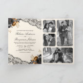 Invitation Roses en or noir dentelle crème code QR gothique m (Intérieur)