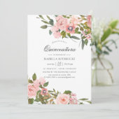 Invitation Roses en or rose et Rose Quinceañera (Debout devant)