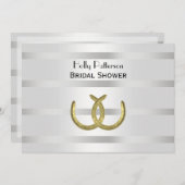 Invitation Roses en or rustique en argent Wht H Fête des mari (Devant / Derrière)