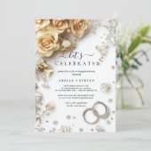 Invitation Roses et anneaux d'or (Debout devant)