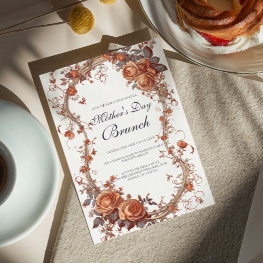 Invitation Roses et Brunches Brunch Fête des Mères