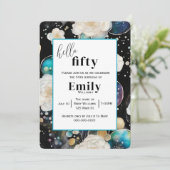 Invitation Roses et bulles Abstrait 50ème anniversaire fête (Debout devant)