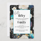 Invitation Roses et bulles Abstrait 50ème anniversaire fête (Devant)