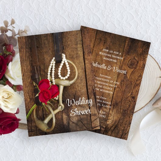 Invitation Roses et cheval Bit Pays Wedding shower de l'Ouest