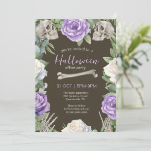 Invitation Roses et crânes annuels du Bureau d'Halloween