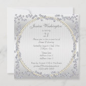 Invitation Roses et diamants romantiques 21e anniversaire (Dos)