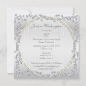 Invitation Roses et diamants romantiques 50e anniversaire (Dos)