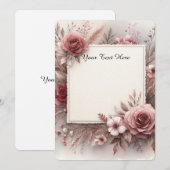 Invitation Roses et feuilles dans des tons feutrés (Devant / Derrière)