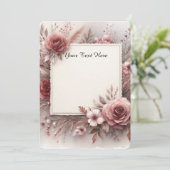 Invitation Roses et feuilles dans des tons feutrés (Debout devant)