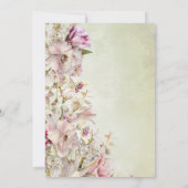 Invitation Roses et Lys roses modernes Fête des mariées verte (Dos)