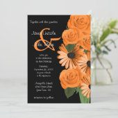 Invitation Roses et marguerites noires et orange (Debout devant)