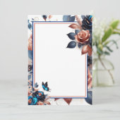 Invitation Roses et Mariage blanc papillon (Debout devant)