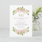 Invitation Roses et or rose pâle | 100e anniversaire (Debout devant)