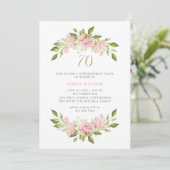 Invitation Roses et or rose pâle | 70e anniversaire (Debout devant)
