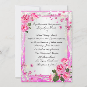 Invitation Roses Et Perles Roses Rose