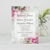 Invitation Roses et pivoines roses Dîner de répétition Mariag (Debout devant)