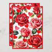 Invitation Roses et Reine des Coeurs Thé nuptial après-midi (Devant / Derrière)