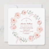 Invitation Roses et vaches Wreath Baptême (Devant)