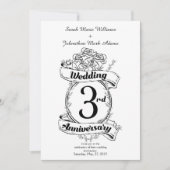 Invitation Roses et Vignes Romantique 3e anniversaire de mari (Devant)