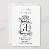 Invitation Roses et Vignes Romantique 3e anniversaire de mari (Dos)