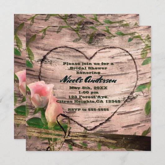 Invitation Roses et vignes roses et vignes roses blanches Inv (Devant / Derrière)