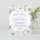 Invitation Roses et Violets blancs Fête des mariées aquarelle (Debout devant)