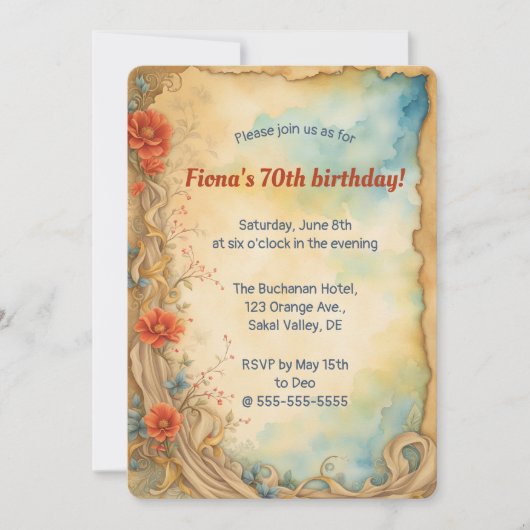 Invitation Roses et vrilles de grimpantes modifiables (Devant)