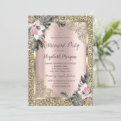 Invitation Roses Feuille Palm, Retraite Rose Or (Debout devant)