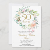Invitation Roses Fleurales de Mariage Anniversaire de Mariage (Devant)