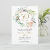 Invitation Roses Fleurales de Mariage pour N'importe Quelle A (Debout devant)