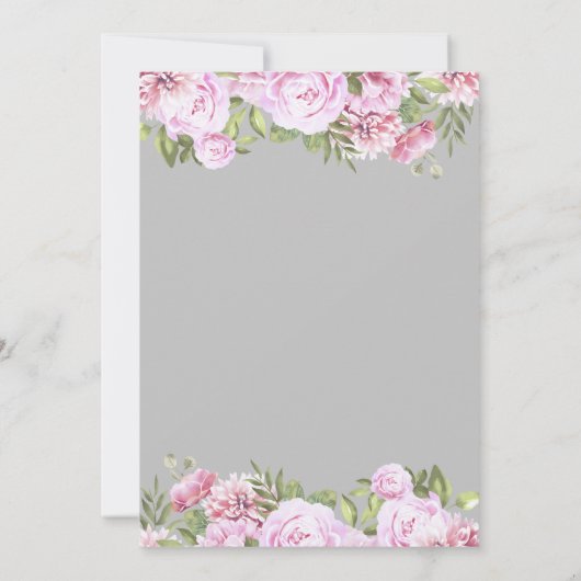 Invitation Roses Fleuris 25e Anniversaire de Mariage Argent (Dos)