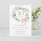 Invitation Roses Fleuris 30e Anniversaire de Mariage Photo de (Debout devant)