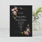 Invitation Roses Fleurs en Or Rose (Debout devant)