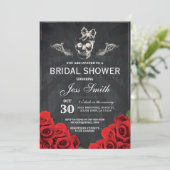 Invitation Roses Fleurs Fête de Mariage d'Hallowee (Debout devant)