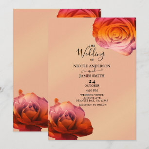 Invitation Roses Fleurs Roses Et Orange Teintée de Coucher de
