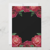 Invitation Roses Fleurs Rouges et Dorées Mariage (Dos)