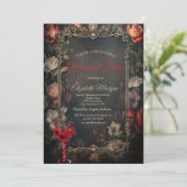 Invitation Roses Fleurs vintagesRetraite Vin Gothique (Debout devant)