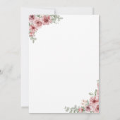 Invitation Roses Floral Cœurs Script Calligraphie Mariage (Dos)