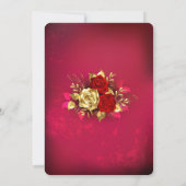 Invitation Roses Florales Moderne Boho Rouge Or (Dos)