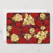 Invitation Roses Florales Moderne Boho Rouge Or (Dos)