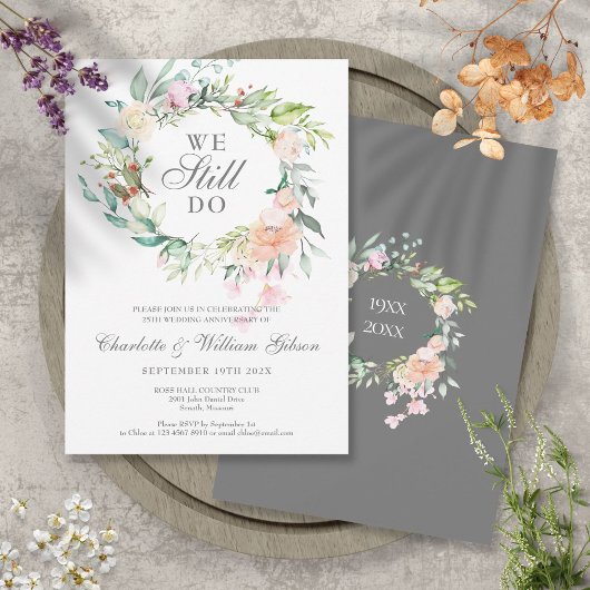 Invitation Roses florales pour le renouvellement de vœux de 2