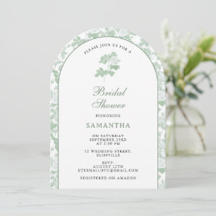 Invitation Roses Florales Vertes Chinoiserie Fête de Mariage