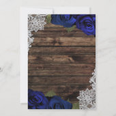 Invitation Roses Floraux Bleus de la Marine Mariage de dentel (Dos)