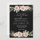 Invitation Roses floraux BOHO Blush Aquarelle Or n Foliage (Devant)
